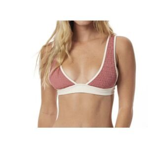 Tori Praver Swim Top Womens Small Ruffle Rose Bikini Dylan Top Pink New